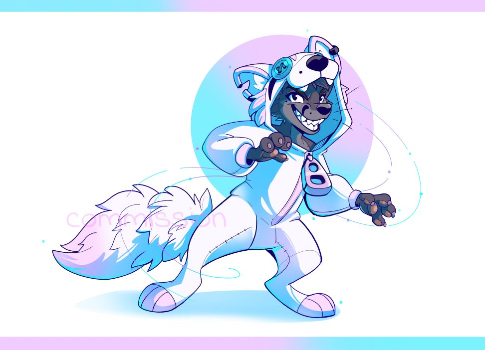 fox in a white wolf Kigurumi