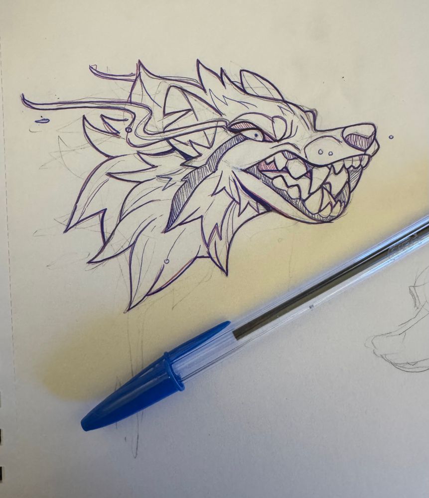 Ink drawing of a wolf 