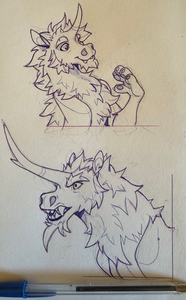 Drawing of two unicorns 