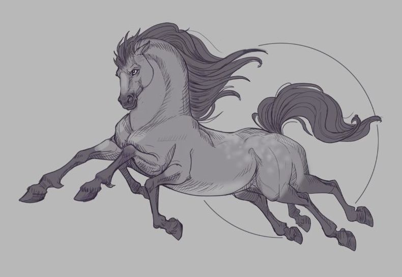 drawing of slephnir running