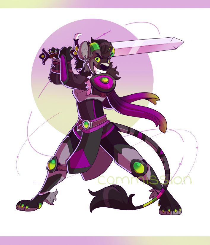 hyena dragon in armor with a sword
