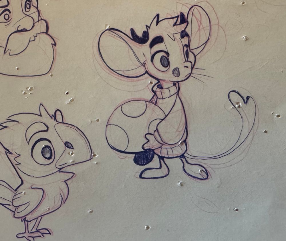 Sketch of a mouse with a mushroom