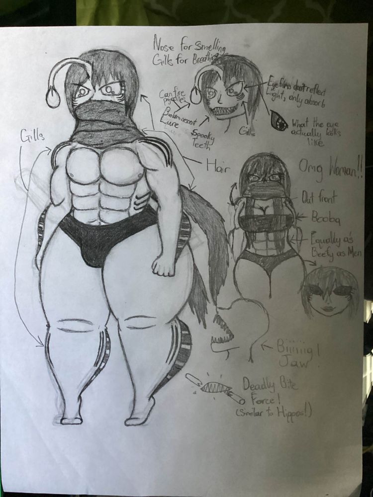 Fetishy alien species based on anglerfish and other deep sea creatures that I made!