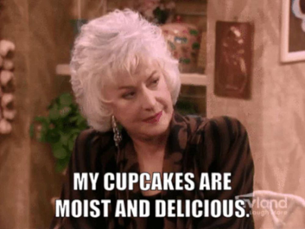 a woman says my cupcakes are moist and delicious on a screen