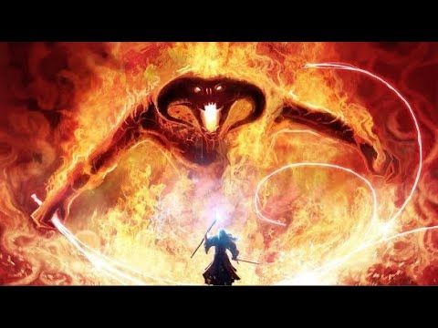gandalf fights the balrog but free bird is playing in the background