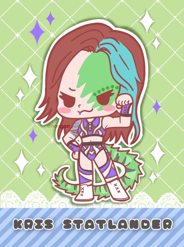 kris statlander fanart in chibi style, resembling kotobukiya straps style. for my amazing friend, Skuff-san. kris has a lizard tail.