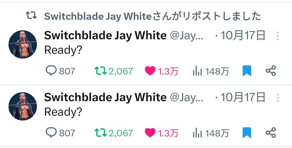 screenshot from jay's x account, reposting his last tweet of "Ready?".