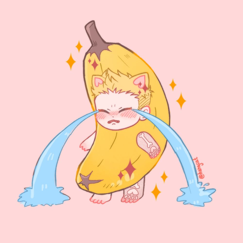 doodle of darby allin, resembling the "banana cat" meme (バナナ猫ミーム).

( #art | #aew tags for my personal art feed. )