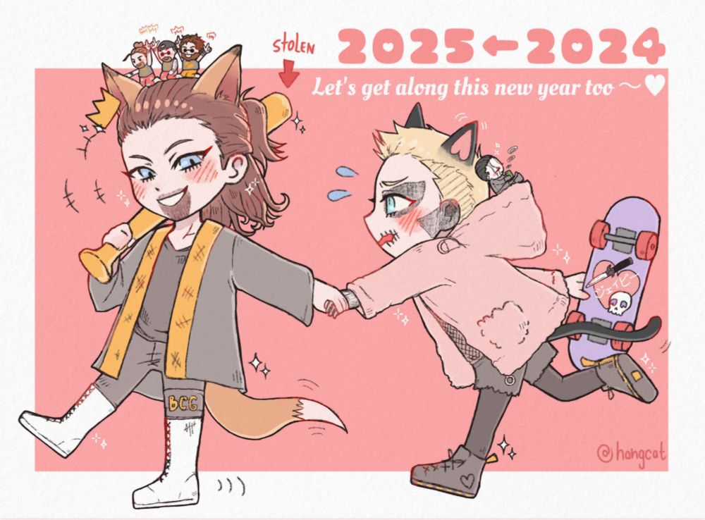 jay, darby, mini sting and mini bang bang gang drawing for new year.