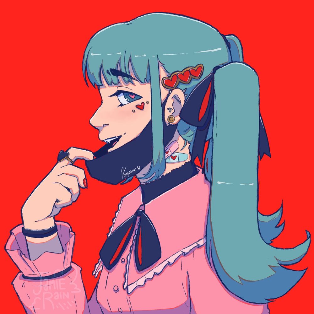 A digital illustration of Hatsune Miku from the music video Vampire by Deco*27