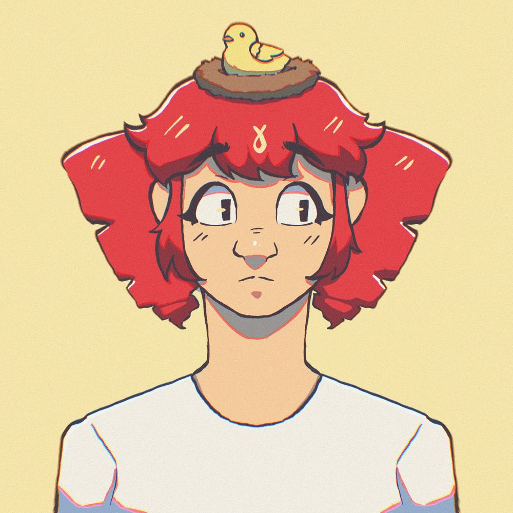 A short looping gif of Kasane Teto from the Birdbrain music video by Jamie Paige. She blinks twice before the animation resets.