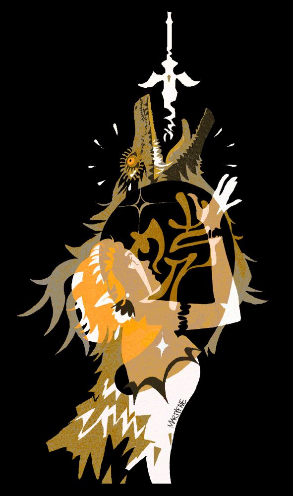 a fanart of princess zelda from tears of the kingdom, as well as of her dragon form. the art depicts the moment of her transformation after swallowing her secret stone. it would have made a cool zelda themed tattoo but i already got one.