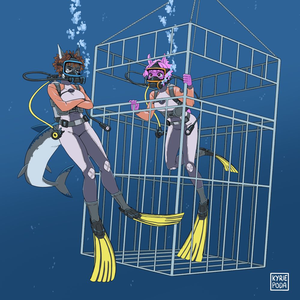 Shark being unamused by the llama, who is excitedly watching her friend outside the shark cage (don’t worry the roof is open, she can leave the cage anytime!!)