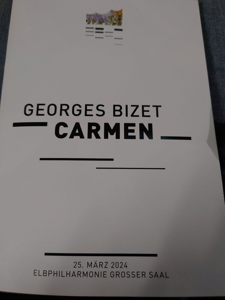 Programmheft der Oper Carmen von Bizet im großen Saal der Elbphilharmonie vom 25.03.2024