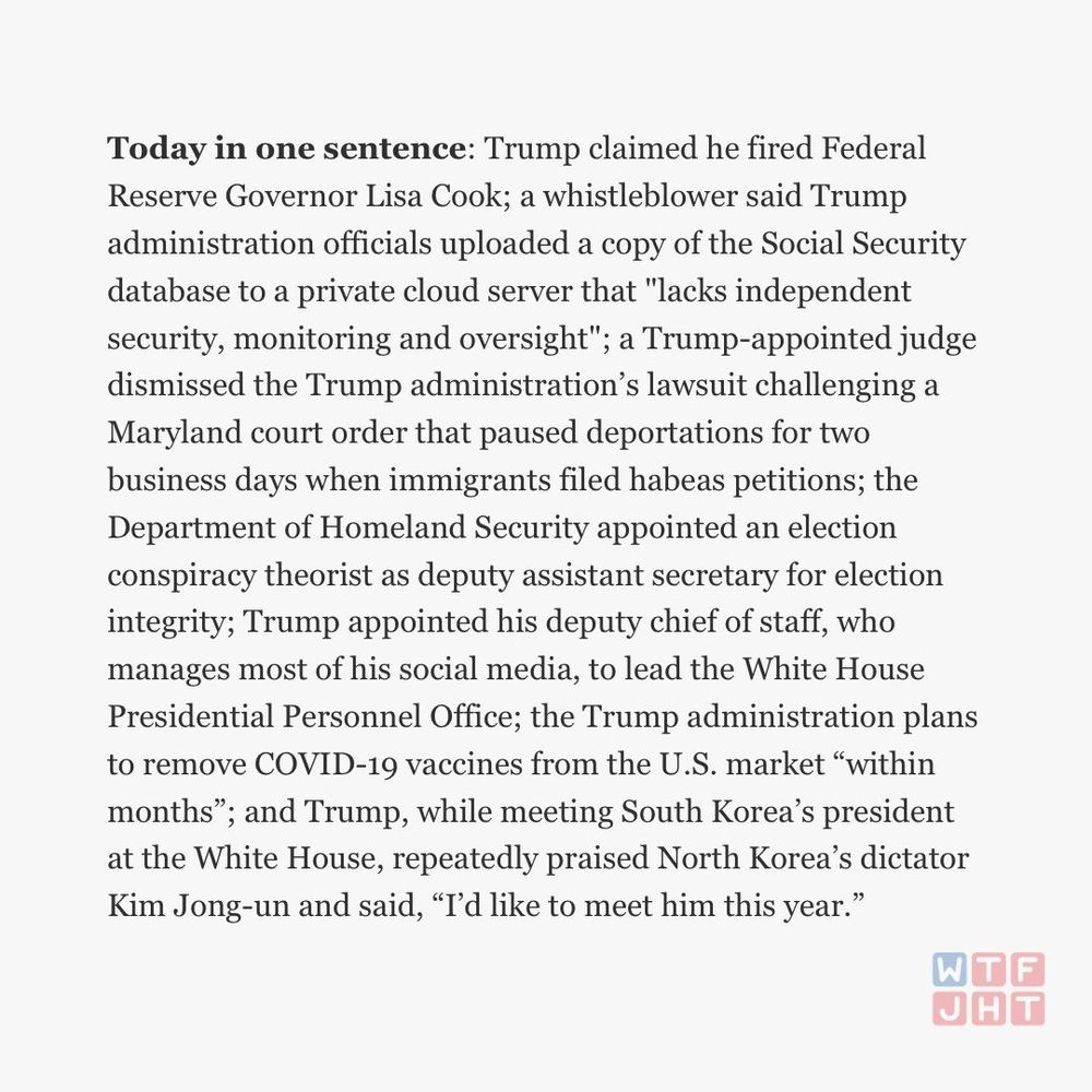 Image showing summary from WTF Just Happened Today? The full accessible text is available via the link. 