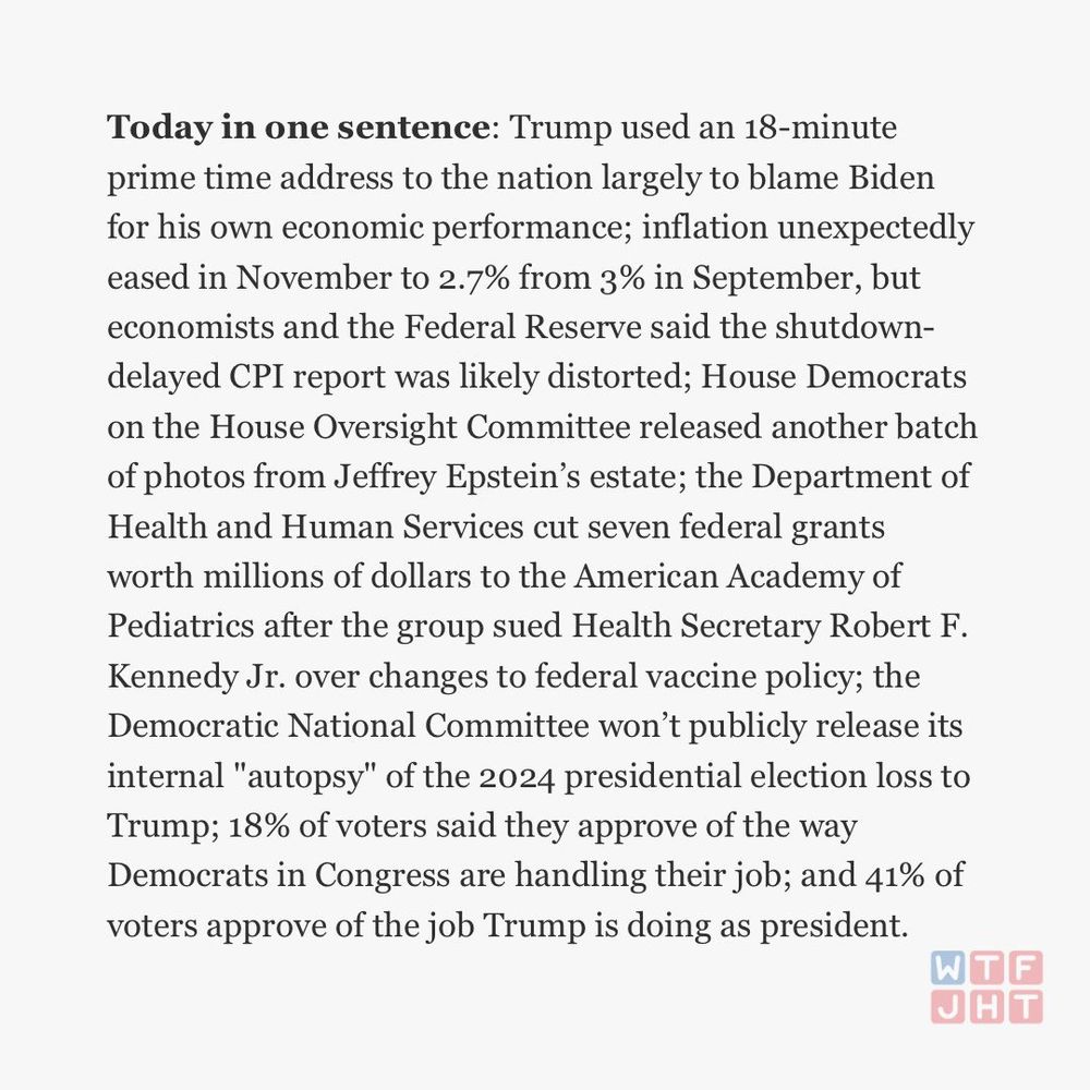 Image showing summary from WTF Just Happened Today? The full accessible text is available via the link.
