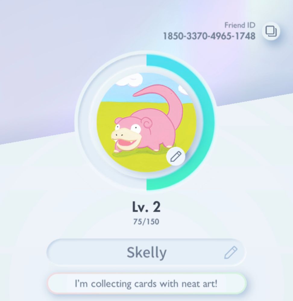 A screenshot of my friend code in the new Pokemon TCG app. Code: 1850337049651748