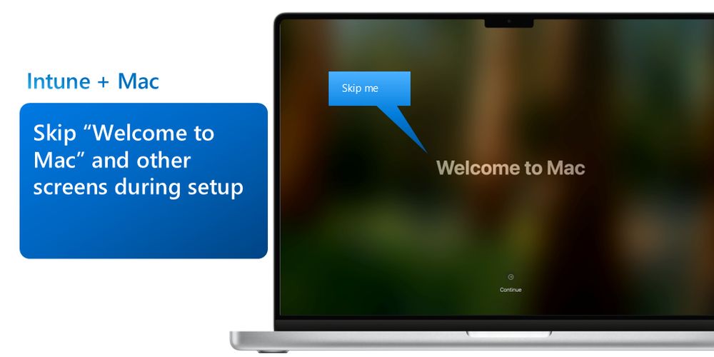 A picture showing the Welcome to Mac screen that can be skipped using the referenced configuration