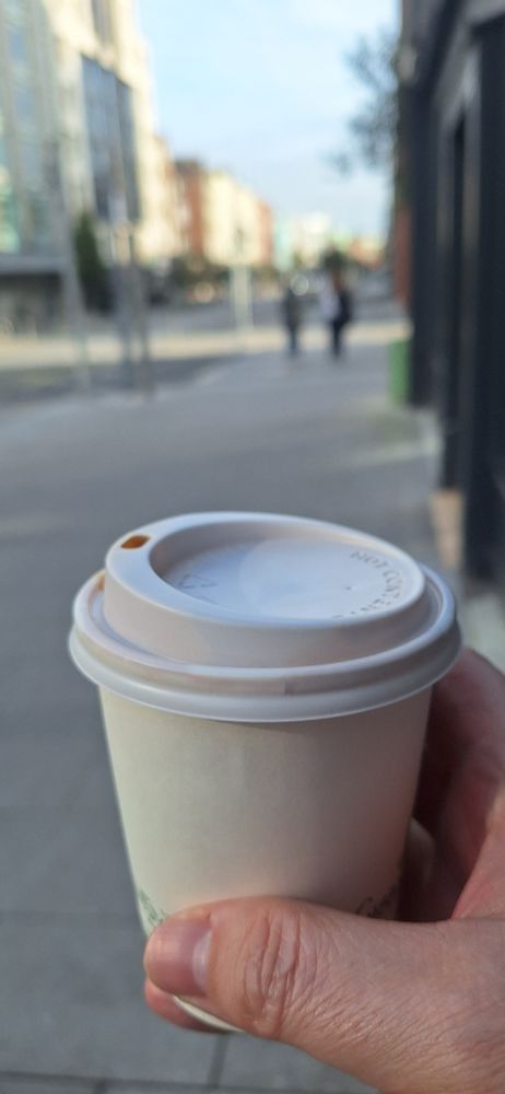 Coffee with a quiet O'Connell street in the background