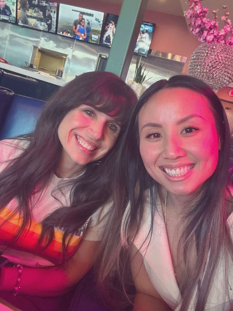 Two women taking a selfie. 