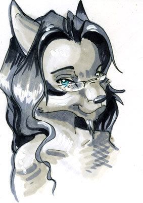 My first piece ever commissioned. Drawn by sakuranym_kit on livejournal.
Back from before my fursona/avatar gained his purple eyes.
This is currently what I use for a badge when going to furcons.