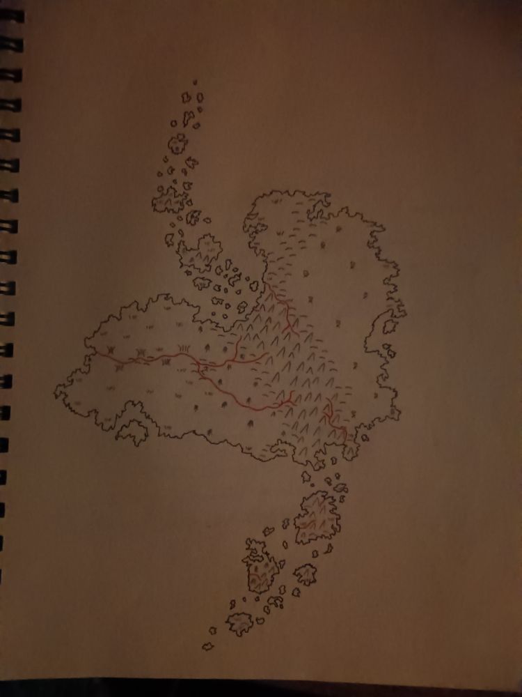 Very fast picture without flash or proper lighting of a hand drawn map.