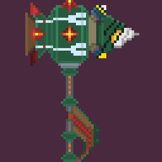 The Nitroboost Hammer from Monster Hunter 4 Ultimate. A huge hammer  with a spinning drill as well. 