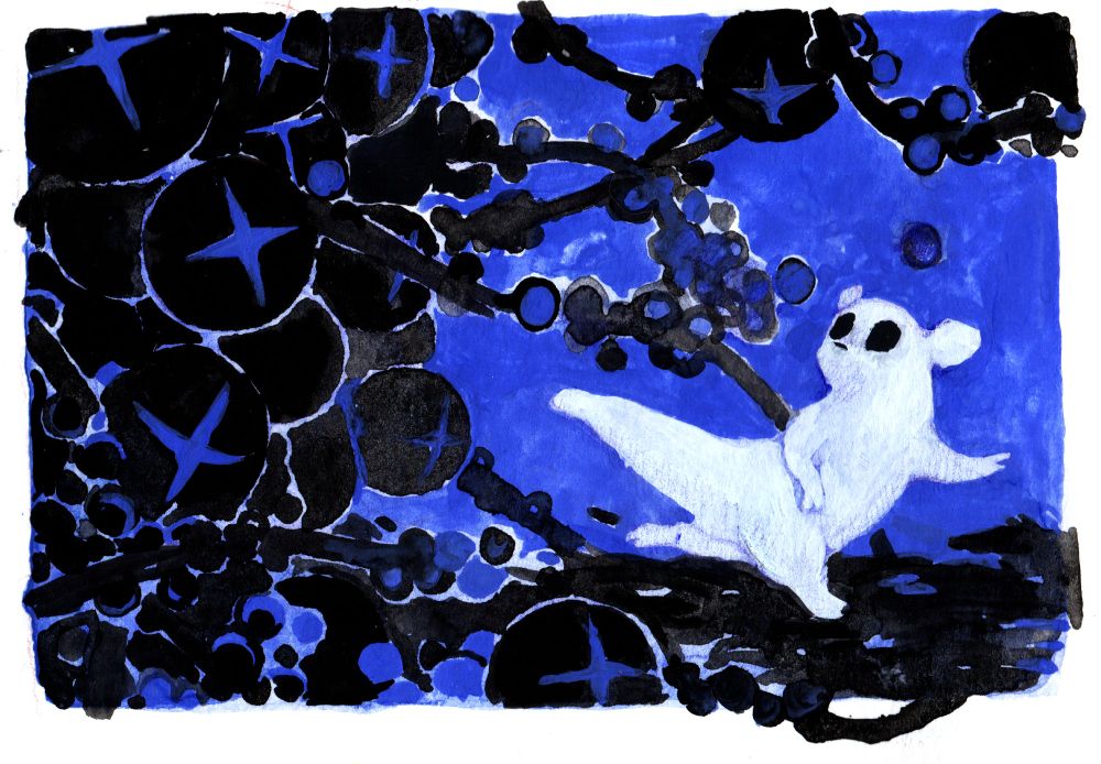 rainworld fanart - slugcat being hunted by daddy long-legs