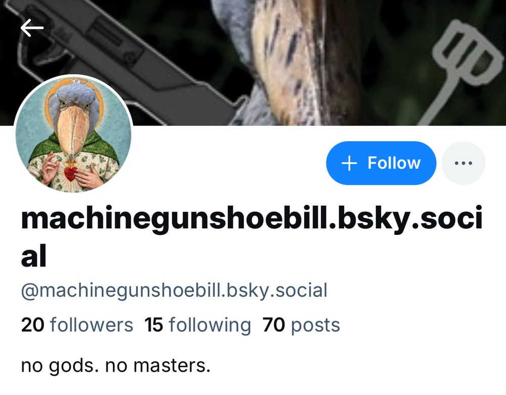 Machinegun’s profile: 20 followers, 15 following, 70 posts