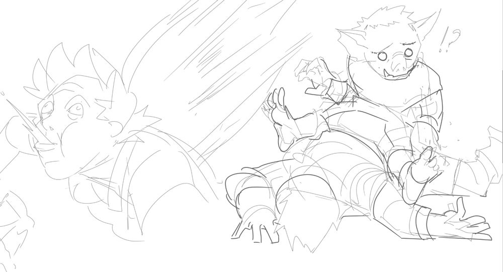 The shonen protag is knocked over by a blur, the blur revealed to be a young Orc named Truffle