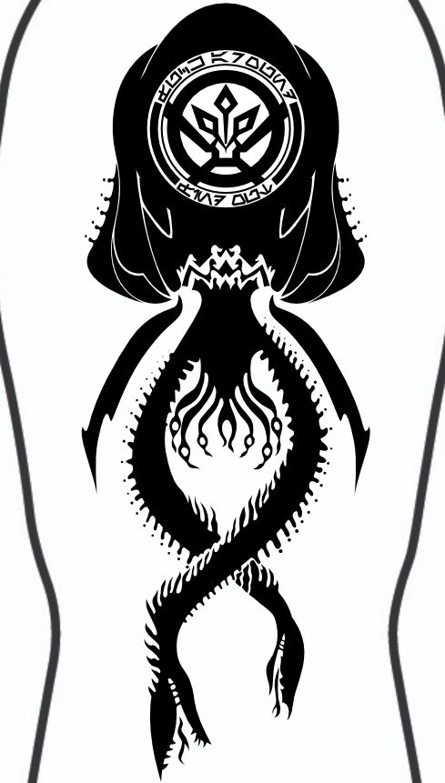 Tattoo design based on the Thrawn’s ISD, the Chimaera, with the 7th fleet emblem embedded into it.