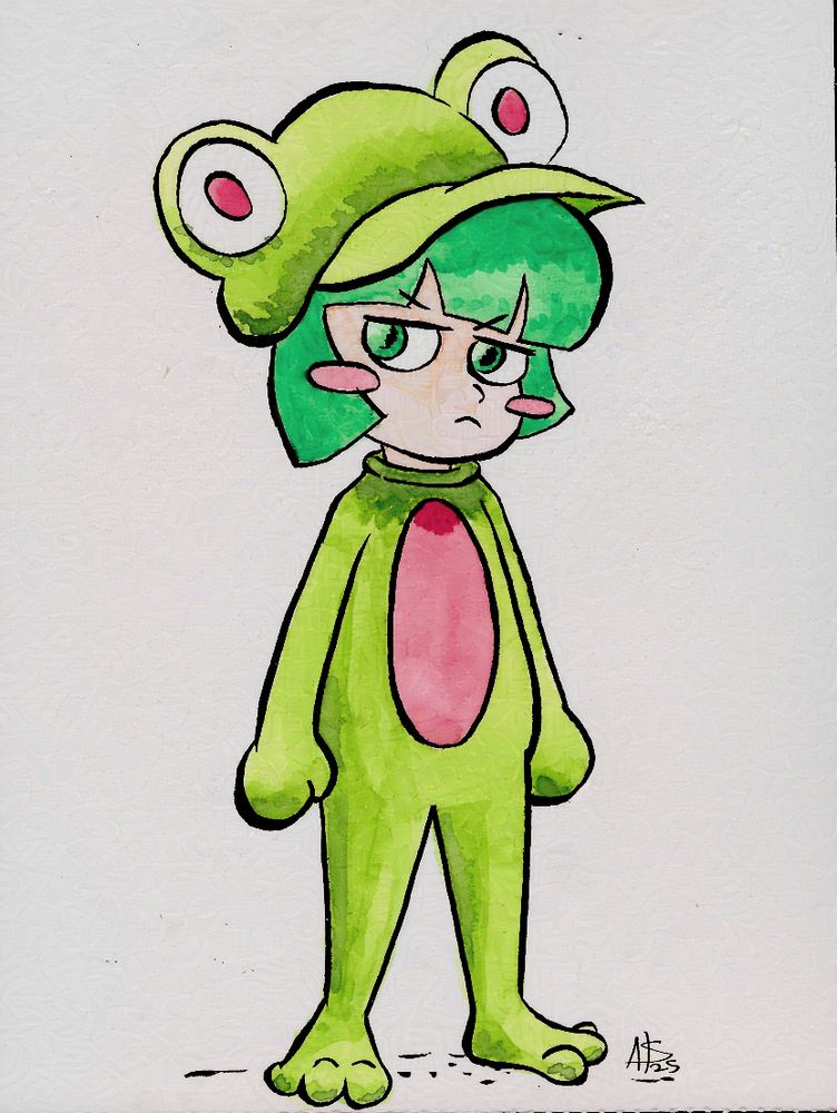 #seetheart
Lillith in a frog costume looking little grumpy