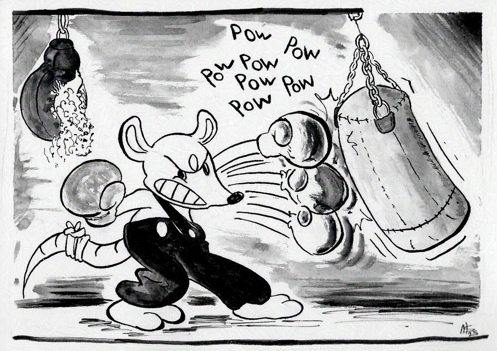 #seetheart
Pummel O'Possum training for the big fight