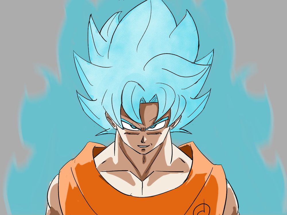 2025 remake of a blue goku drawing pictured in the quoted post by me