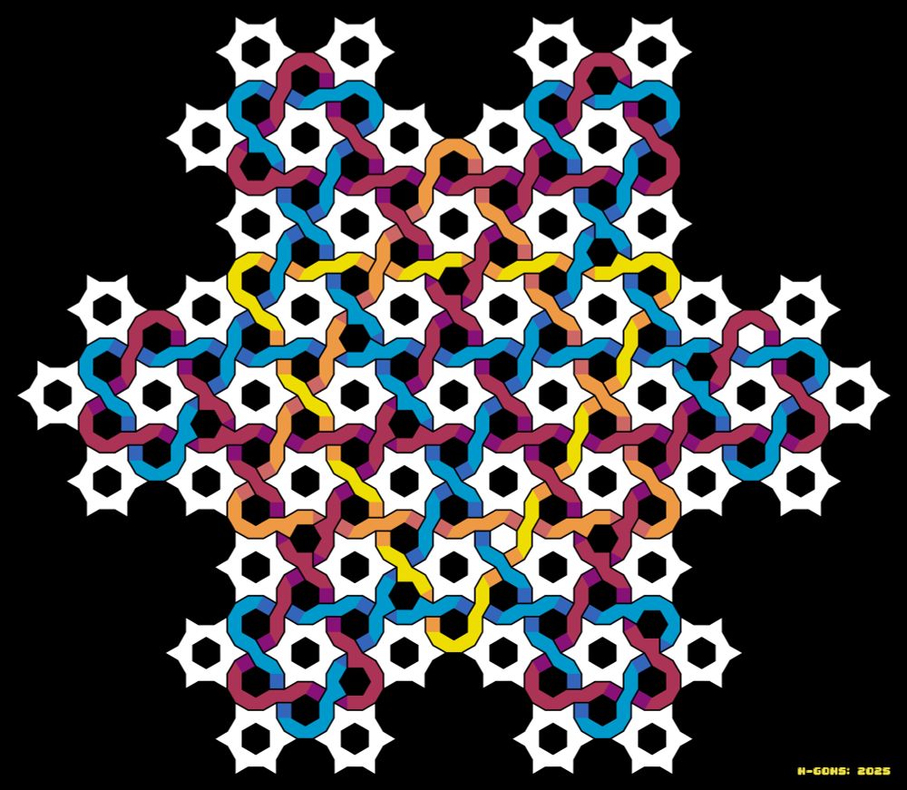 Abstract mathematical art. Knot in a snowflake.