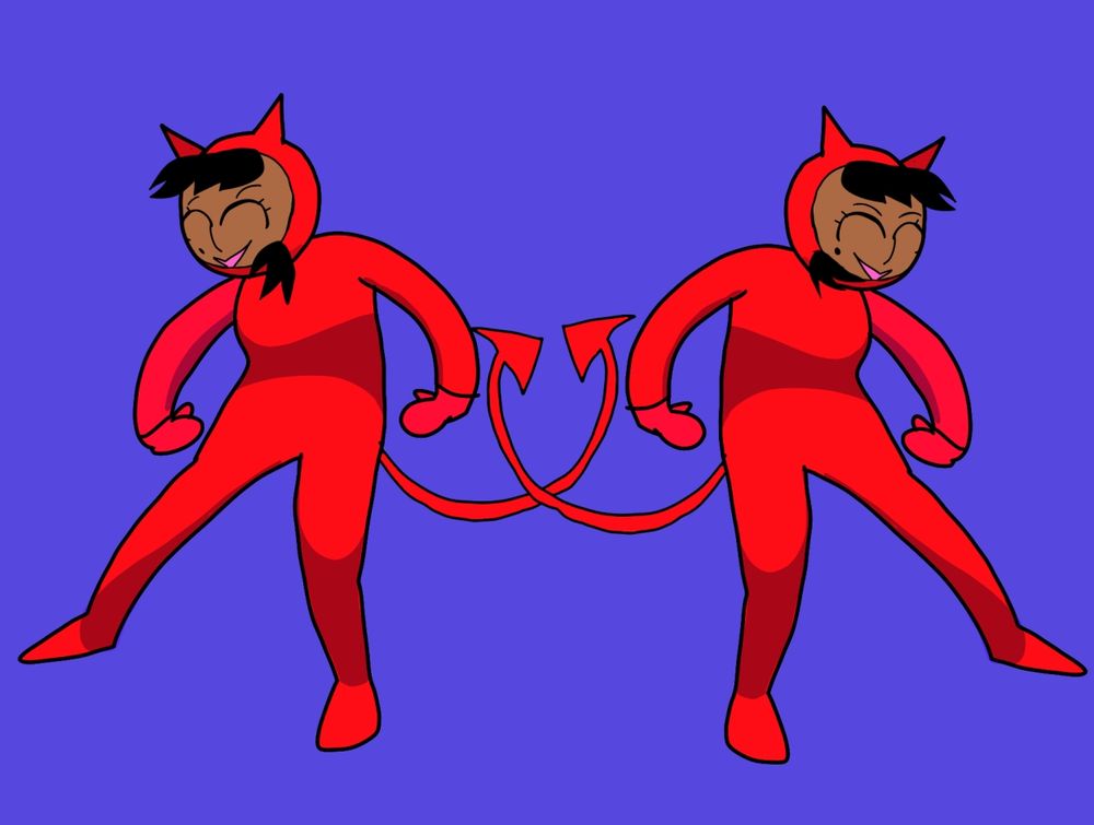 Two Lalis in a Devil costume 