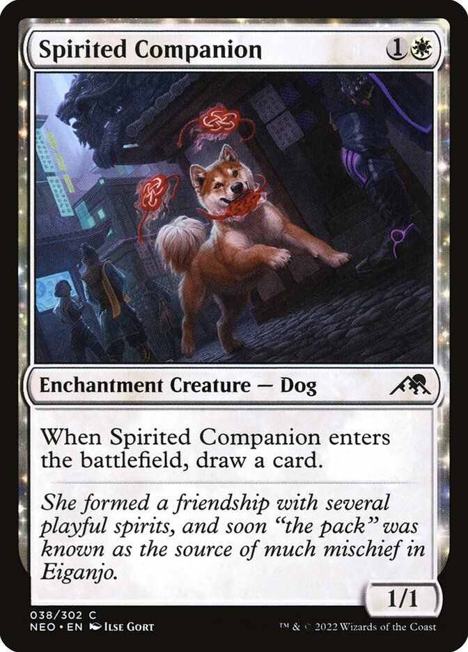 A magic card with a pretty doggo.