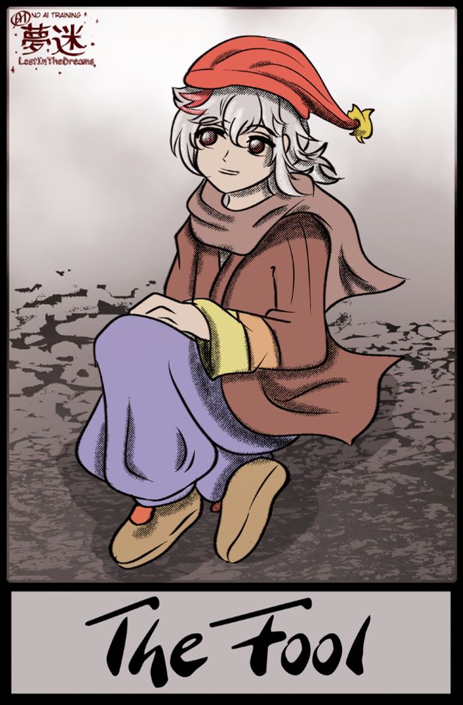 Kazuha is dressed differently here, representing the fool tarot card. These card is a representation of new beginnings, freedom, and the courage to make new decisions. I feel it fits Kazuha really well so I drew him representing the card.
