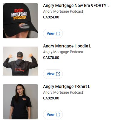 screenshot showing AMG merch - hats, hoodies and shirts 