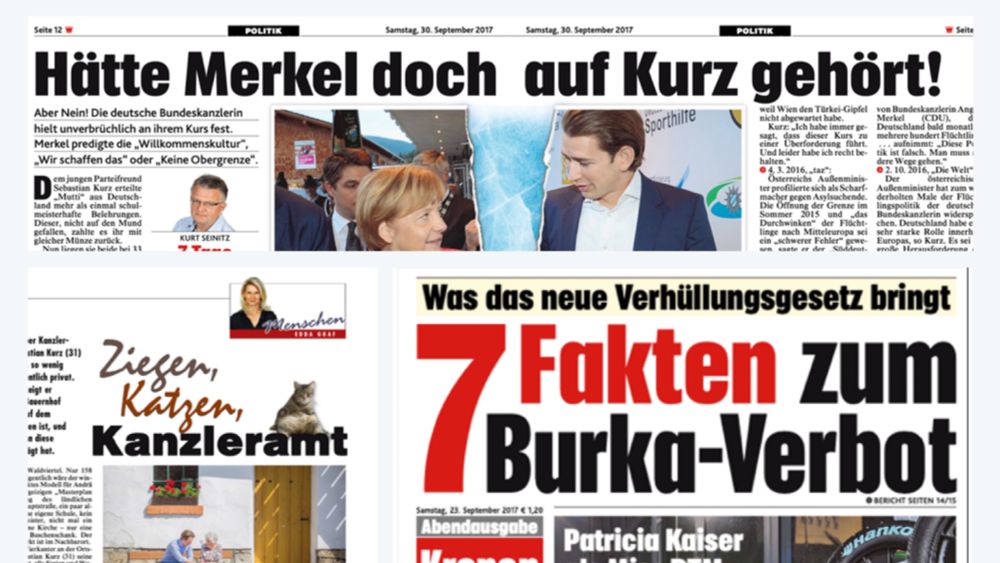 So freundlich berichteten "Krone" und "Heute" im Wahlkampf 2017 über Sebastian Kurz •