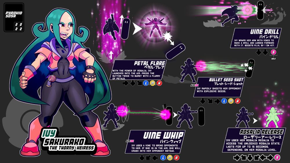 Character design move list for a fighting game project I'm working on. 