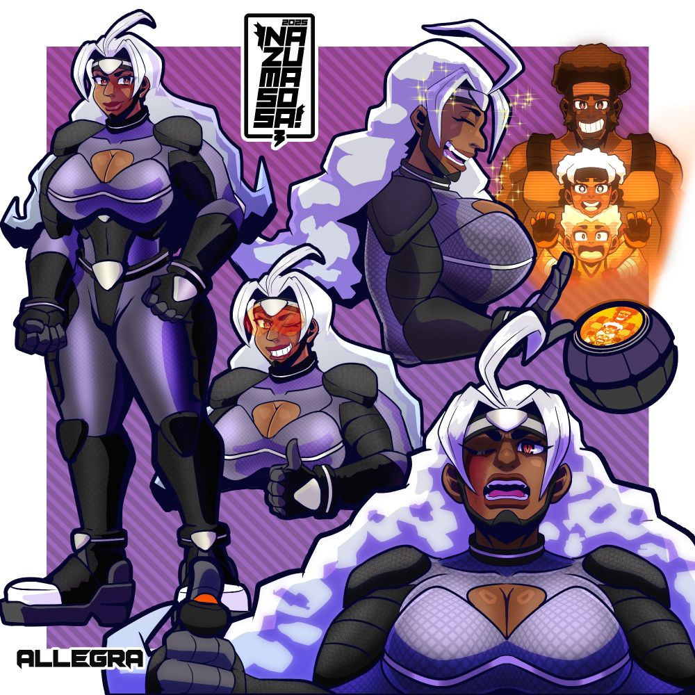 An older brown woman milf mech pilot with an aquiline nose in a plugsuit..
