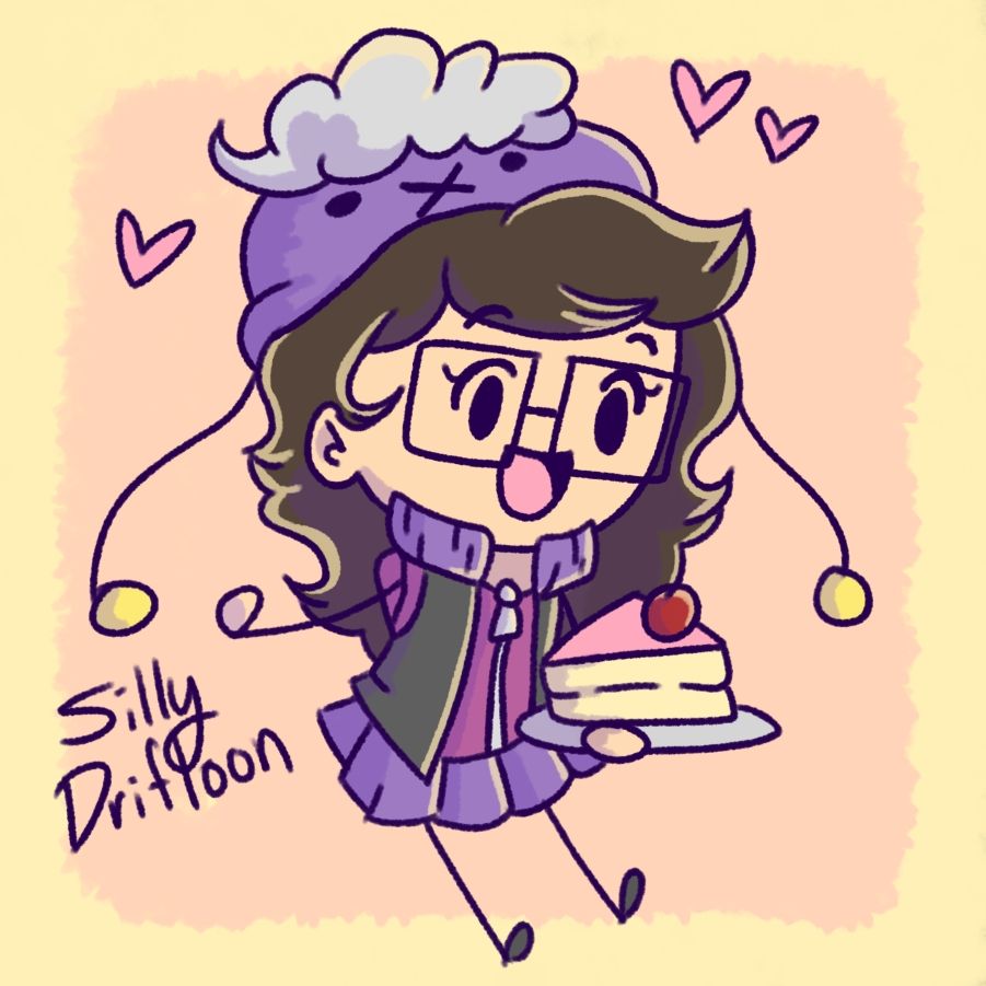 Mini Silly Drifloon holding a slice of cake