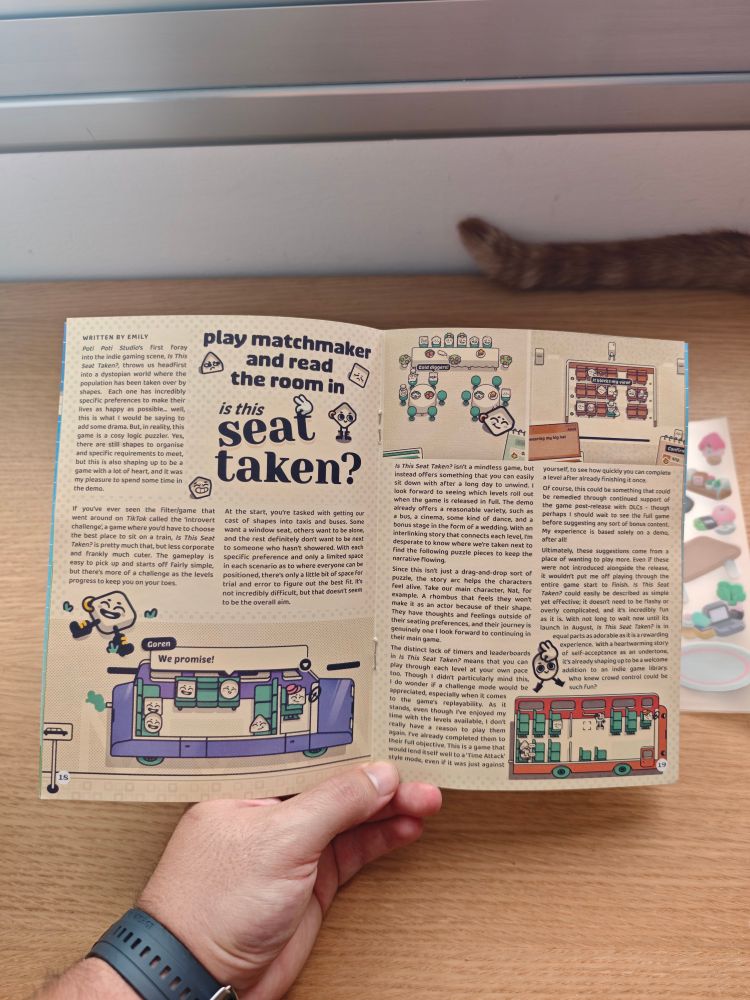 Patch magazine abierta por la página donde se analiza el juego "is this seat taken"