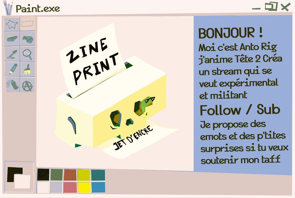 Fausse fenêtre de Paint.exe avec mes infos de stream