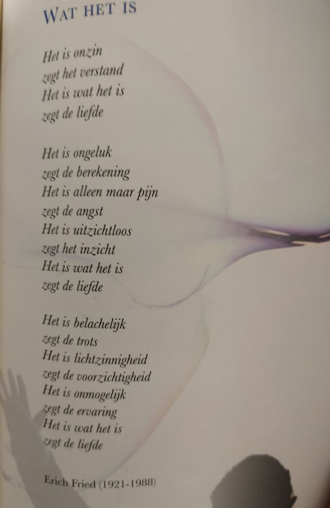 Gedicht uit het boek voor Mantelzorgers.