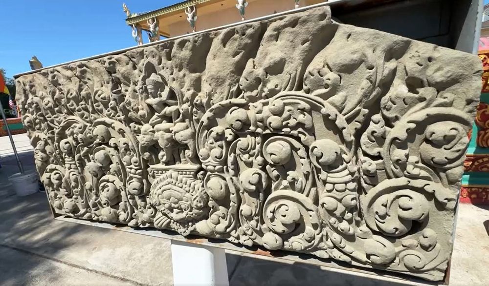 One of the 11th century lintels at Fresno’s Buddhist pagoda. 