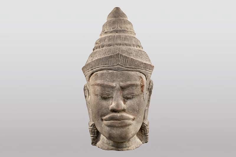 Head of Deity, labeled as Khmer 12/13thC, at Corfu Museum of Asian Art.