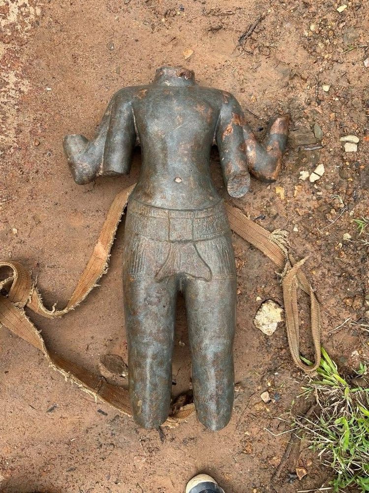 Male deity likely Lokeshvara, found at the Bayon in Angkor yesterday.