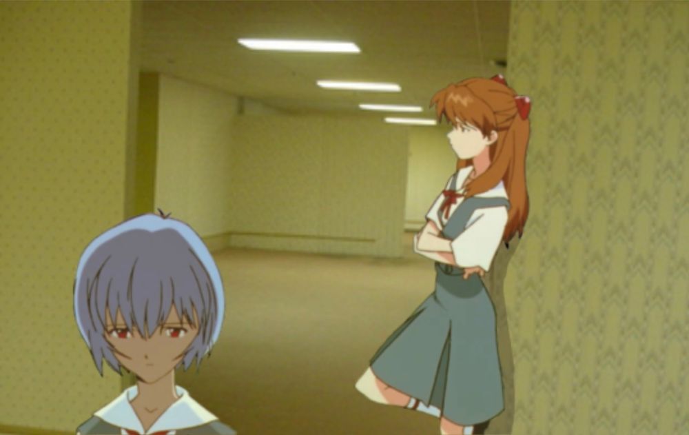 elevator scene except they are in the backrooms